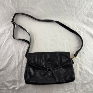 Oroton Black Handcrafted Cowhide Leather Crossbody Handbag